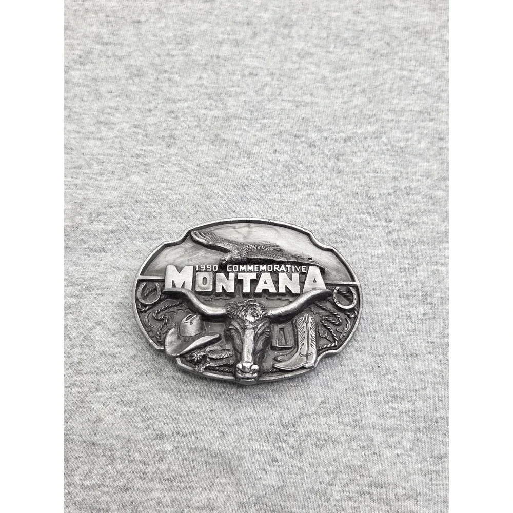 Vintage 1990 Montana Commemorative Solid Pewter Siskiyou Belt Buckle Heavy
